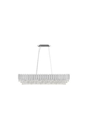 Netlighting Grenada 11 Light Chrome Crystal Bar Pendant Ceiling Light in Grey