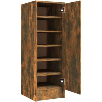 vidaXL Shoe Cabinet Smoked Oak 32x35x92 cm Engineered Wood Vidaxl