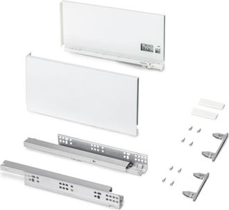 Emuca Caj&oacute;n Exterior Protone 30kg Con Gu&iacute;as De Extracci&oacute;n Total Y Cierre Suave, Altura 178mm, Profundidad 350mm, Acero, Pintado Blanco - Emuca