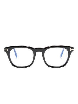 Tom Ford Eyewear logo-plaque square-frame glasses - unisex - Acetate - One Size - Black