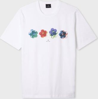 Paul Smith PS REGULAR FIT FLORAL T SHIRT Size: XXL, colour: WHITE