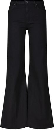 True Religion Jeans, Dames, Zwart, W30, Wide-Fit Flared Jeans met Raffelige Zoom