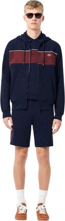 Lacoste Heren Colour Block Full Zip Hoodie (Marine, Rood)