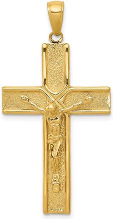Diamond2Deal 14k Yellow Gold Satin Finish Crucifix Pendant