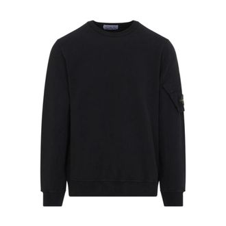 Stone Island Sweatshirt met geborsteld katoen en mouwzak - Heren - Sweatshirts - Zwart - XL - Katoen - Hoodies & sweatvesten