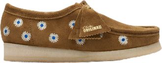 Clarks Womens Wallabee. Oxford, Dark Olive Embroidery Suede, 3.5 UK