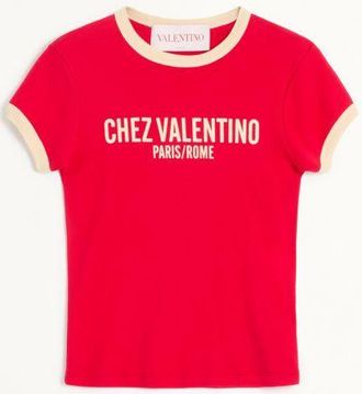 Valentino T-Shirt In Cotton Jersey Donna NEW RED/BETULLA XL