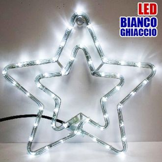 Trade Shop Trade Shop - Doble Estrella Luz Navidad 50 Led De Color Blanco En Uso Interno / Exterior
