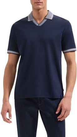Bugatchi Pima Cotton Johnny Collar Polo in Navy at Nordstrom, Size Xx-Large