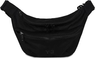 Yohji Yamamoto Zwarte Gesp Sluiting Twee Rits Tas - Heren - Heuptassen - Zwart - ONE Size - Tassen