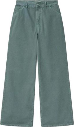 Carhartt Work in Progress Wide-Leg Katoenen Canvas Broek - Dames - Loose Fit Jeans - Groen - W29 - Katoen - Jeans