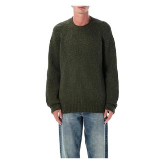 A.P.C. Round-neck Knitwear, male, Green, Size: XL Green Wool Crewneck Jumper Aw25