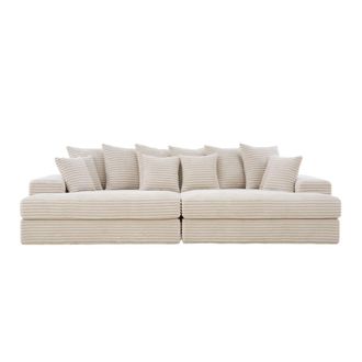 Concept Usine Sof&aacute; de 4 plazas con asiento profundo de pana beige