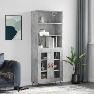 vidaXL Vidaxl - Aparador Alto Madera Contrachapada Gris Hormig&oacute;n 69,5x34x180 Cm