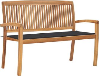 vidaXL Vidaxl - Banco De Jard&iacute;n Apilable Con Coj&iacute;n Madera Maciza Teca 128,5 Cm
