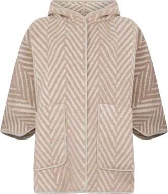 PESERICO Oversized Jas met Capuchon - Dames - Ponchos - Beige - M - Katoen - Jassen