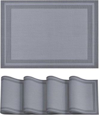 OEM Juego De Manteles Individuales - Posavasos - Protege La Mesa - Pvc Resistente Al Calor - 4 Piezas 30x45 Cm - Gris Plata