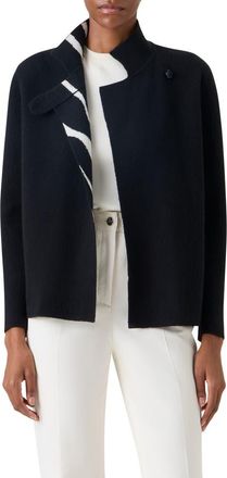 Akris Zebra Stripe Reversible Cashmere Jacket in Black-Ecru at Nordstrom, Size 12