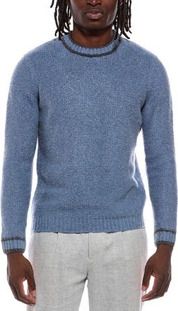 Autumn Cashmere Purl Crewneck Striped Trims Wool & Cashmere-Blend Sweater