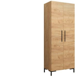 Mirjan24 Armario Tivsoa 109, Craft Roble + Negro, 196x74x44cm, Puertas De Armario: Con Bisagras, N&uacute;mero De Estantes: 2