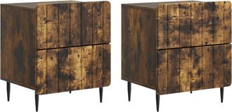 vidaXL Armario De Noche 2 Uds. Roble Ahumado 43 X 34,5 X 49,5 Cm Vidaxl