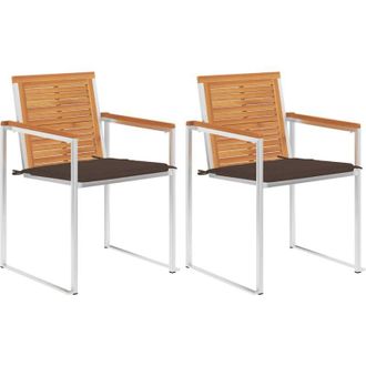 vidaXL Vidaxl - Sillas De Jard&iacute;n Con Cojines 2 Uds Madera Maciza Acacia Y Acero