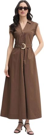Gaud&igrave; Midi Shirt Dress - Dames - Maxi kleedjes - Bruin - M - Katoen - Kleedjes