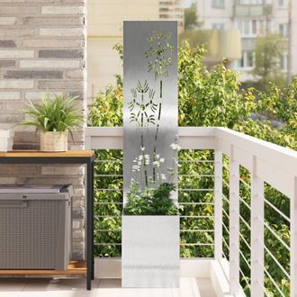 vidaXL Macetero De Jard&iacute;n Con Panel Decorativo Plata 32 X 140 Cm Vidaxl