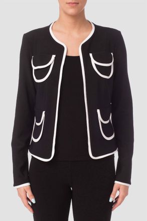 Joseph Ribkoff Crepe Open Front Cardigan In Black & White