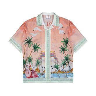 Casablanca Ethereal Short Sleeve Zijde Blouse - Heren - Korte mouwen Overhemden - Veelkleurig - XL - Overhemden
