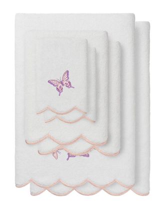 Linum Home Textiles 100% Turkish Cotton Britney Scallop 6Pc Embellished Towel Set