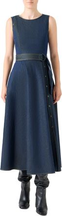 Akris Sleeveless Denim A-Line Dress in Dark-Blue Lemon Denim at Nordstrom, Size 14