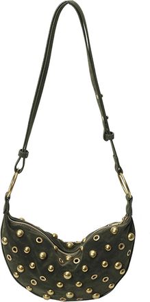 Generic Womens Faux Suede Shoulder Bag with Rivets Dumpling Design, Crossbody Bag for Shopping, Work, Travel and Leisure