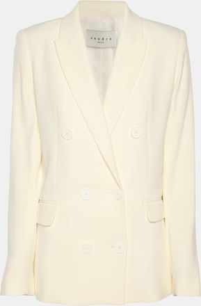 Sandro Cream Stretch Crepe Double Breasted Blazer