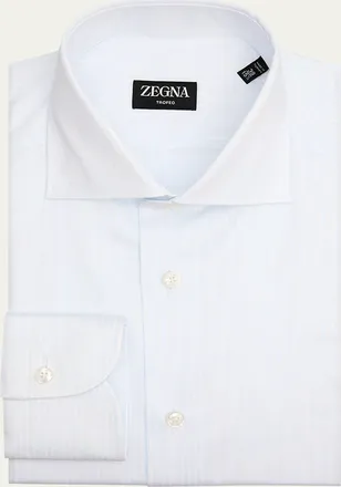 Ermenegildo Zegna Mens Tonal Stripe Trofeo Cotton Dress Shirt