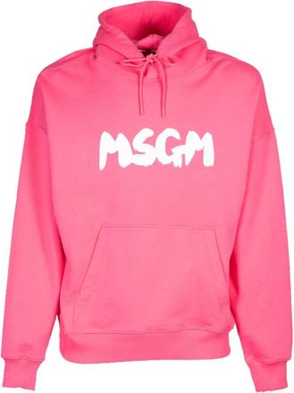 Msgm Fuchsia Brush Hoodie - Heren - Hoodies - Roze - S - Katoen - Hoodies & sweatvesten