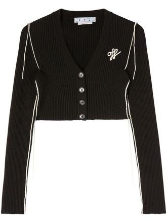 Off-white Cardigan crop a coste - Nero