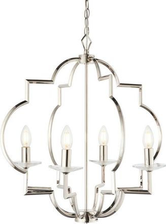 Endon Lighting Garland - 4 Light Ceiling Pendant Polished Nickel & Clear Crystal Glass, E14 - Endon