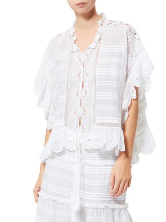Isabel Marant White Shirt with Eyelet Lace Detailing