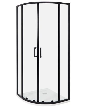 Beliani Box Doccia Vetro Temperato Doppia Porta Nero 80 X 80 X 185 Cm Jukatan