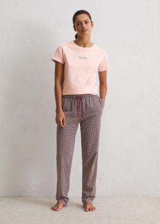 Marc O'Polo Loungehose MARC OPOLO, Damen, Gr. XS, N-Gr, rot (rot, gemustert), Web, Obermaterial: 100% Baumwolle, bequem lang, Hosen Loungehose, elastischer Bund, 
