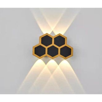 OEM Focos De Pared Led Para Exteriores De 5 W, Negros Y Dorados, Impermeables, Iluminaci&oacute;n Hacia Arriba Y Hacia Abajo, Blanco C&aacute;lido