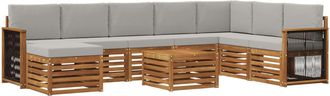 vidaXL Conjunto De Sof&aacute;s De Exterior 7 Uds. Natural Y Gris Claro Vidaxl