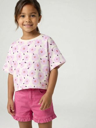 Vertbaudet Cropped T-Shirt f&uuml;r M&auml;dchen wollwei&szlig;