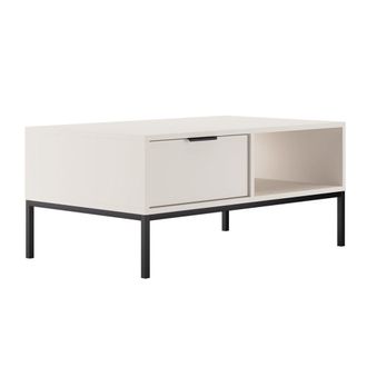 Petits Meubles Mesa de centro 100 cm patas negras tableros de part&iacute;culas blanco