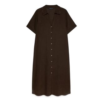 Fiorella Rubino Vestito chemisier in misto lino e viscosa - - Dresses - Donna - Marrone - 2XL