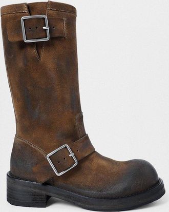 Ann Demeulemeester Sarith Engineer Biker Boots With Buckles (2601 w A40 Lt194 D0028)