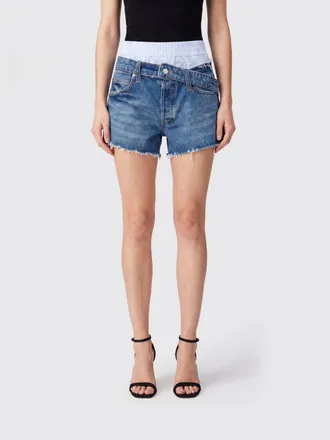 Alexander Wang Shorts double-layer in denim con orlo a taglio vivo
