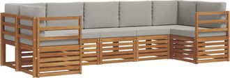vidaXL Conjunto De Sof&aacute;s De Exterior 7 Uds. Natural Y Gris Claro Vidaxl