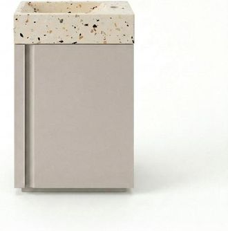 Saniclass Chaci Toiletmeubelset - 40x65cm - 1 deur - 1 kraangat - rechts - fontein terrazzo - mat cotton (beige)